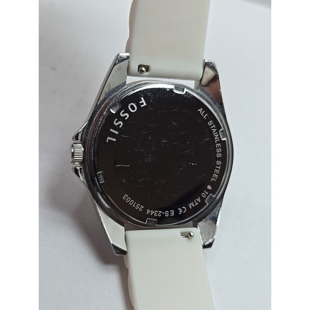 Fossil Riley Womens 40mm Watch White Silicone Glitz Bezel Quartz New Battery WR - Picture 10 of 10